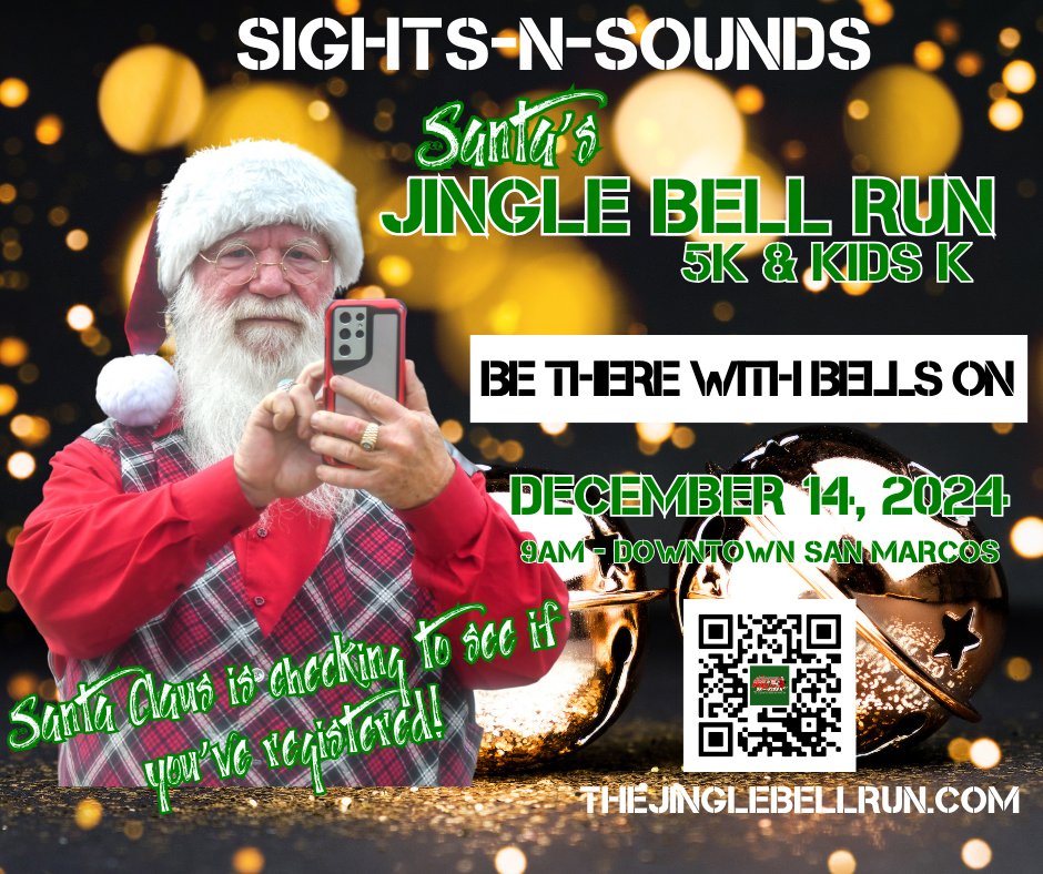 Santa Claus is watching you!
Santa's Jingle Bell Run prescribed by TexanCare Family Medicine Clinic

THEJingleBellRun.com | December 14th | 9:00am | Downtown San Marcos