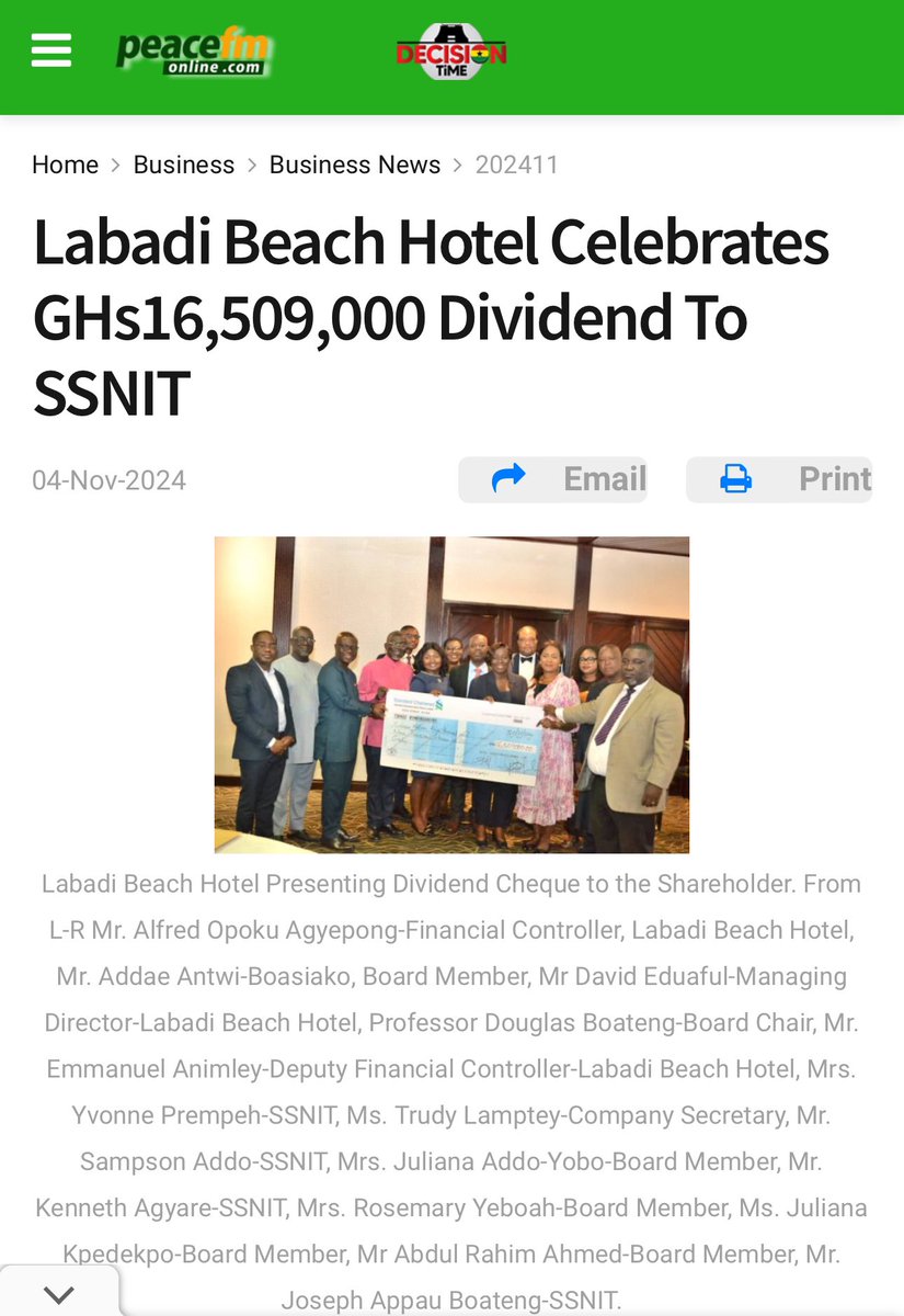 Our Labadi Beach Hotel remains profitable, and the great news is all Ghanaians get to benefit from its profitability instead of a few State Capture politicians. 

We did it for God and Country. 

Ghana First 🇬🇭 🙏🏾