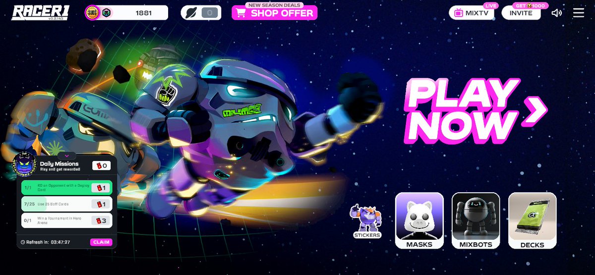 Shearer_Blade's tweet photo. Come play MixMob: Racer 1, the world's first card battle racing game! You don't need a crypto wallet or tokens to race - the free PVP Arena is open! Let's go. https://t.co/t8ArIU3sfp
#mixmob #brgytamago #kimporsha https://t.co/TcosWAO9OZ
