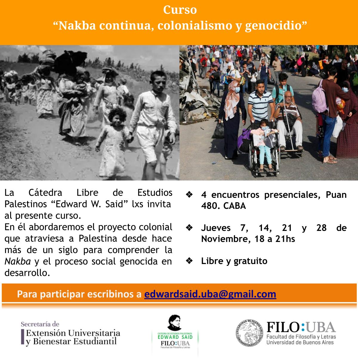 CatedraSaid's tweet photo. Hola amigxs, este jueves comenzamos un nuevo curso de 4 clases presenciales, en FFyL, UBA. 

Para inscribirse, pueden hacerlo en el siguiente enlace

Lxs esperamos!

https://t.co/6SGDBveEEp https://t.co/fDZBiyVbh1