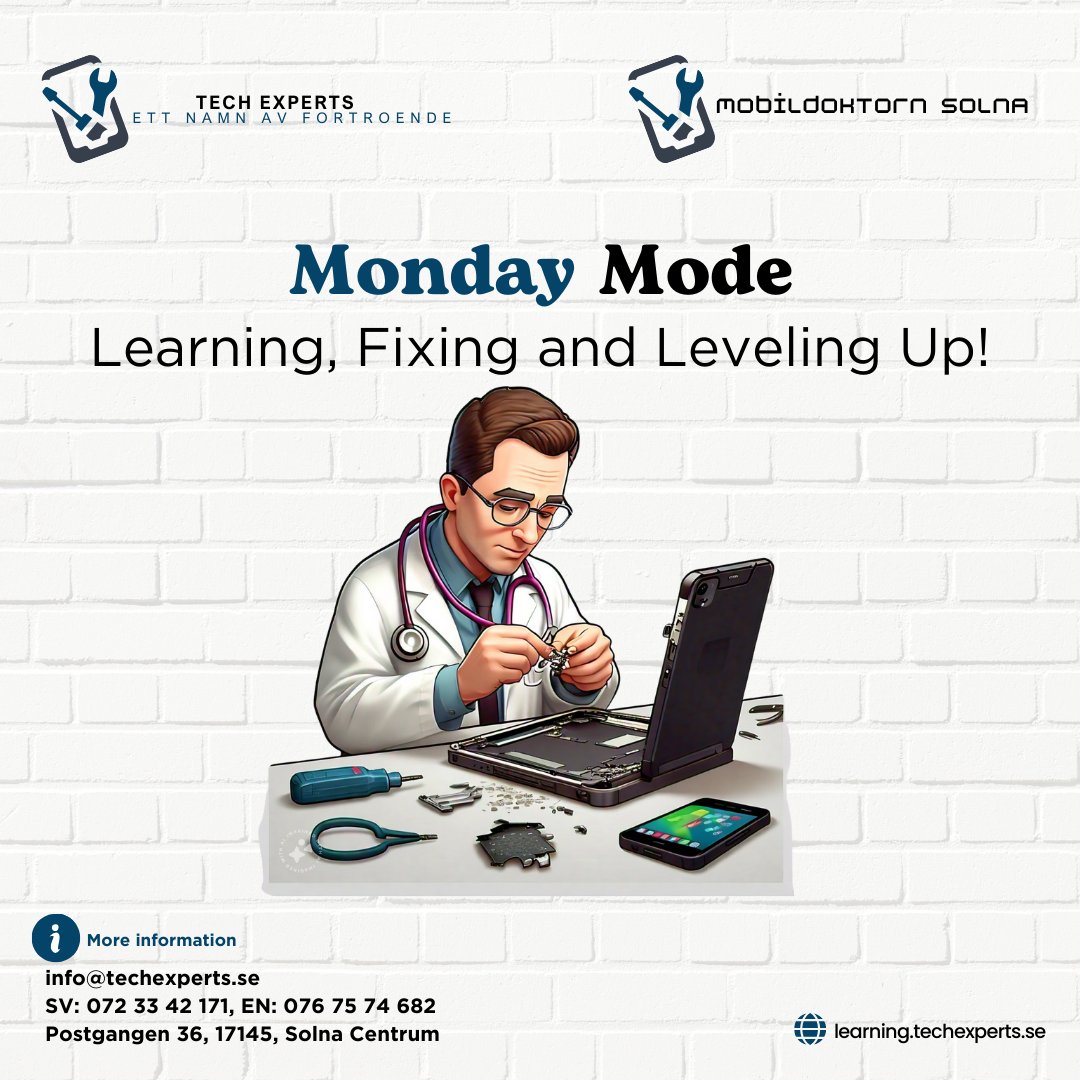 techexperts2024's tweet image. &quot;Learning, Fixing, and Leveling Up! Monday vibes are here. 📲 Join our mobile repair course today and master the skills!&quot;📱
#stockholm #mobilrepairinginstockholm #mobilephonecourseinsweden #repairing  #mobileaccessories #mobilephone #mobilerpairing #MobileRepair #SkillBuilding