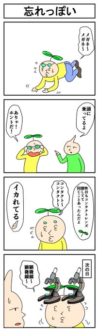 忘れっぽい
#4コマ漫画 #漫画が読めるハッシュタグ #はっぱとのどちんこ 