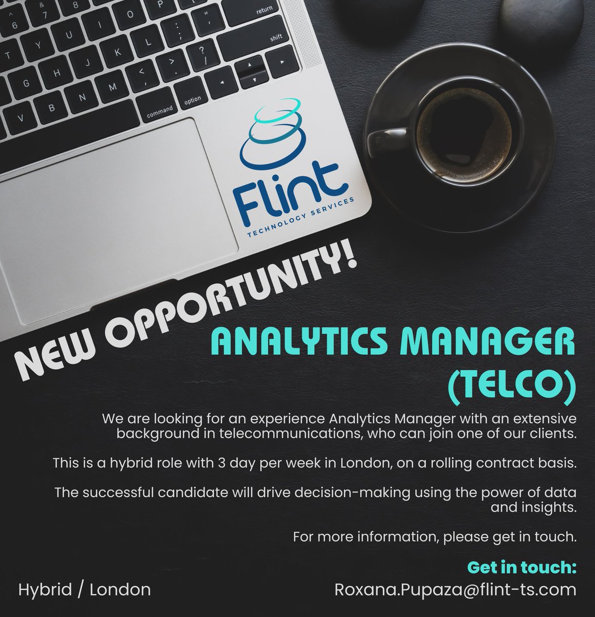 Flint_TS's tweet image. #TeamFTS are looking for an experience Analytics Manager with an extensive background in telecommunications.

To apply for this role, or for more information, please get in touch.

#AnalyticsManager #ContractJobs #HybridJobs #TelcoJobs #JobAlert #Hiring #NewOpportunity