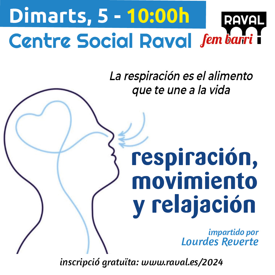 AVRavalelx's tweet photo. La respiració és l'aliment que t'uneix a la vida, per això és important agafar l'hàbit de practicar la respiració conscient.
Quan respires correctament millores la qualitat de la teua vida per l'estreta relació que aquesta manté amb la ment.
Impartit per Lourdes Reverte https://t.co/5IKezXEy1V