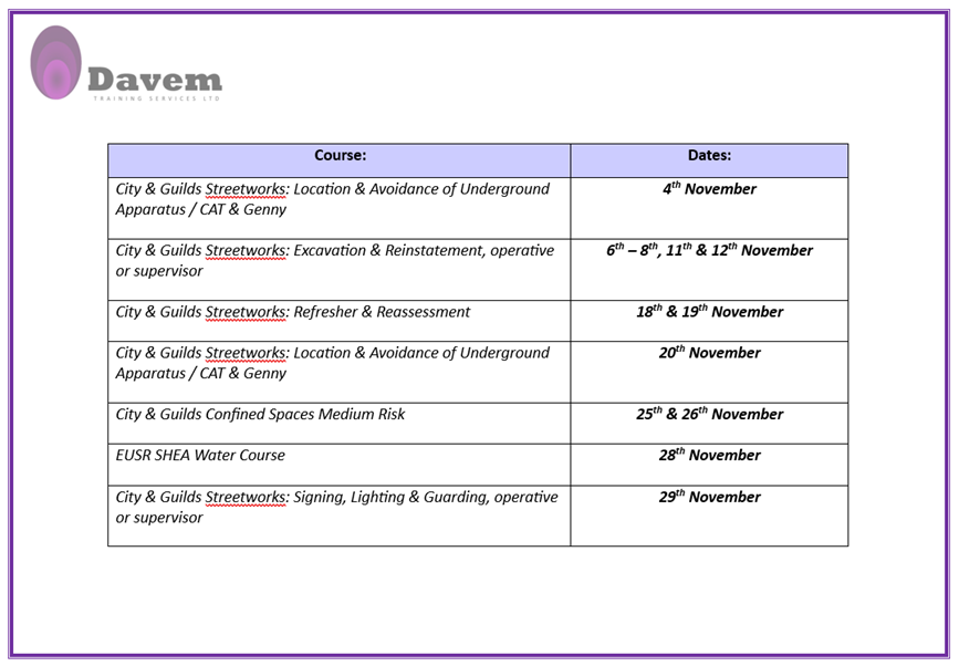 davemtraining's tweet photo. NOVEMBER &amp; DECEMBER TRAINING COURSES! https://t.co/mPHMe2x5Z4