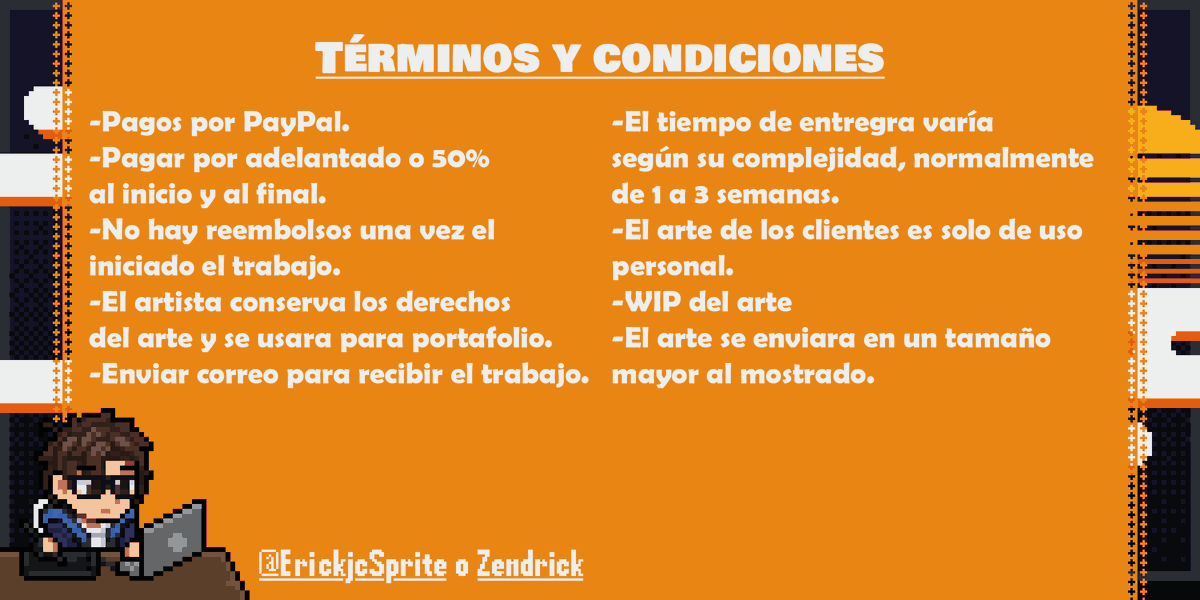 ErickjcSprite's tweet image. #ComisionesAbiertas contactar al DM
✨Esto es lo que ofrezco✨
#emotes #pixelart #twitch #Vtuber