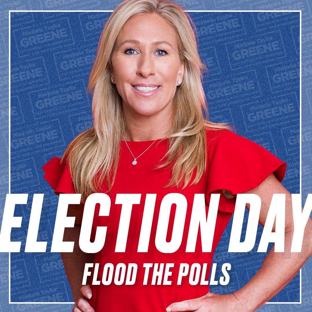 mtgreenee's tweet photo. POLLS ARE OPEN, GEORGIA!!

Get out and cast your vote for Donald J. Trump, Marjorie Taylor Greene, and every single Republican up and down your ballot.

We have to #FloodThePolls and make this election TOO BIG TO RIG!

With your vote, we will Make America Great Again! 🗳️🇺🇸 https://t.co/Udx8P53sNx
