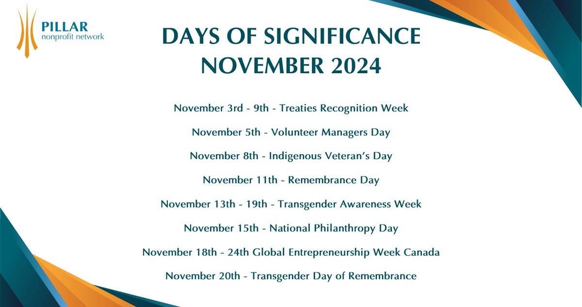 PillarNN's tweet image. As a network organization we amplify the work and impact of our members. These Days of Observances are being promoted within the network to help raise awareness and initiate conversations!