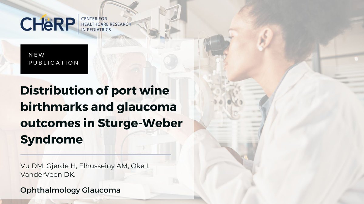 New Article! <a href="/CHeRP_DPM/">CHeRP</a> faculty Isdin Oke and colleagues' paper Distribution of port wine #birthmarks and #glaucoma #outcomes in #Sturge-Weber #Syndrome is featured in Ophthalmol Glaucoma!

Read More Here: buff.ly/48He75q