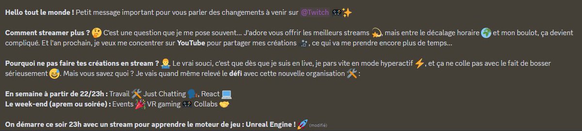 Les futurs changements de la chaîne ‼️
À ce soir 23H pour commencer le nouveau défi🎮
🟣twitch.tv/kitolex 

#twitch #twitchtv #TwitchStreamers #twitchfr #VRGaming #UnrealEngine5