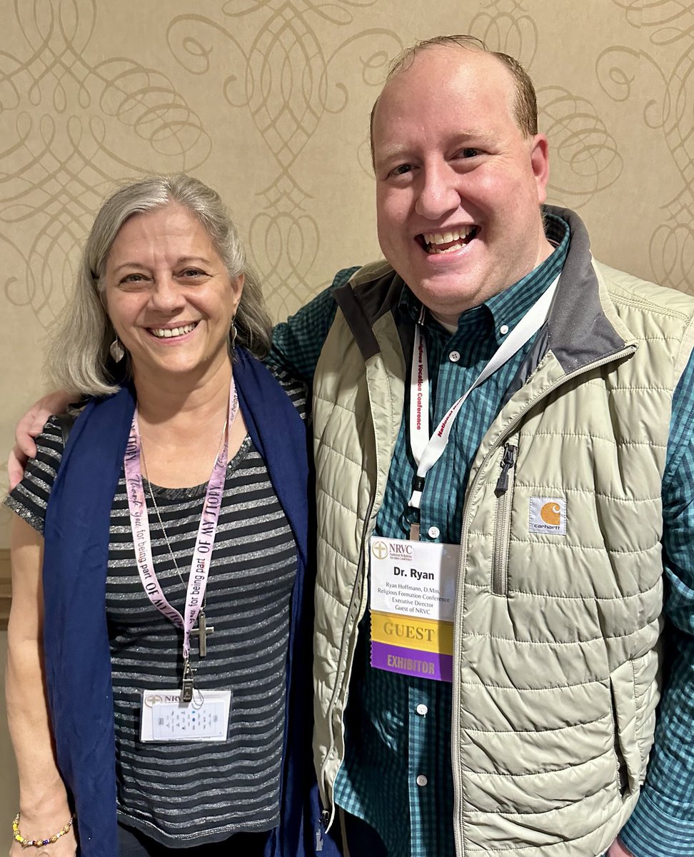 Maco Cassetta, CND, Board Member &amp; Congregational Formator, and Ryan Hoffmann, Executive Director, enjoyed connecting at #NRVC2024. We love opportunities to collaborate &amp; build up the now &amp; new of religious life!