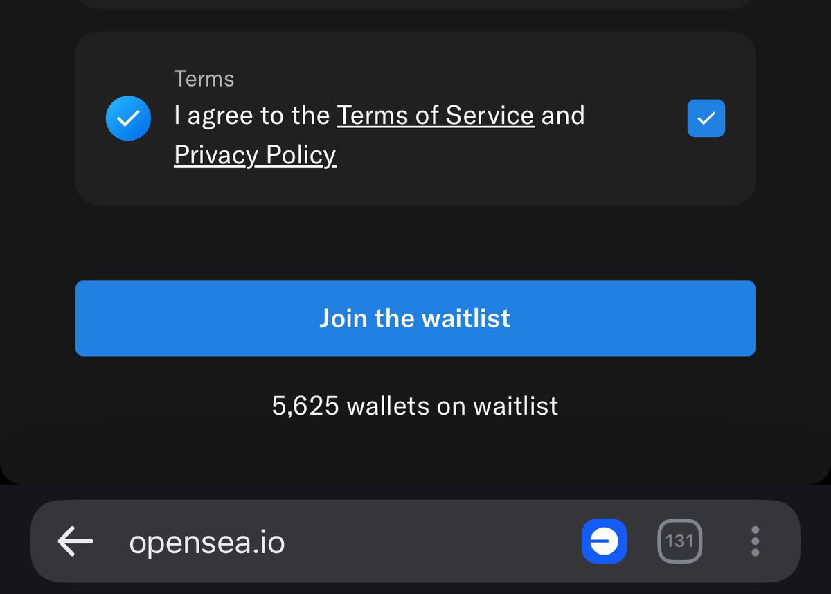 As of now over 56k has join the waitlist 

<a href="/opensea/">OpenSea</a> is obviously cooking something..

From a time limited free mint to a waitlist.

Join the waitlist here; opensea.io/waitlist

Enter your email, connect your MetaMask wallet 

click Join waitlist...

Let's get positioned for