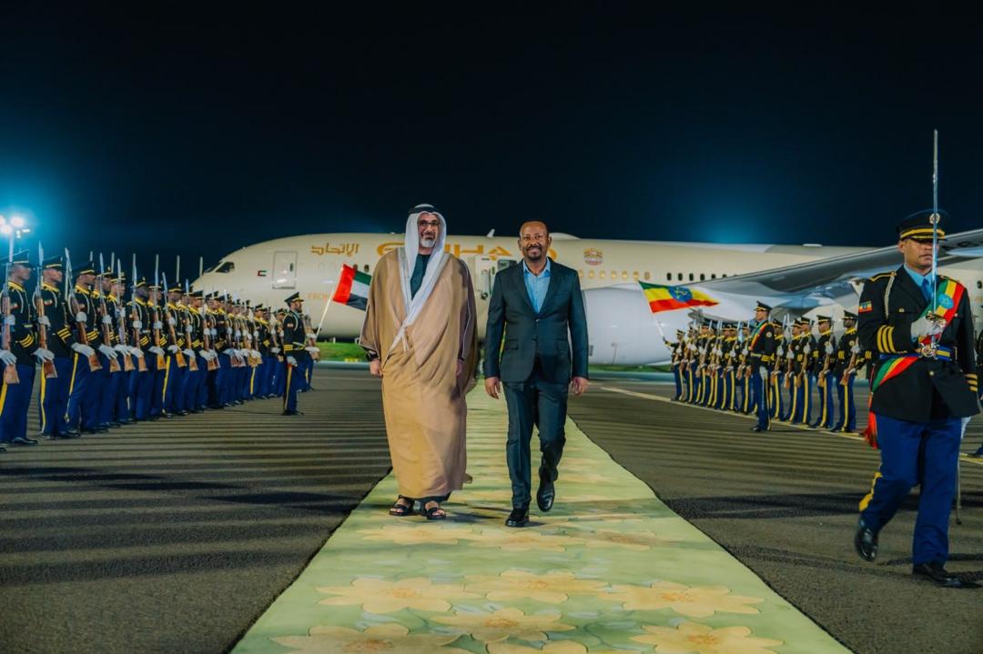 AbiyAhmedAli's tweet photo. I welcome to Ethiopia His Highness Sheikh Khaled bin Mohamed bin Zayed Al Nahyan, Crown Prince of Abu Dhabi.

 የአቡዳቢ አልጋወራሽ ግርማዊ ሼህ ኻሊድ ቢን መሃመድ ቢን ዛይድ እንኳን ወደ ኢትዮጵያ መጡ እላለሁ። https://t.co/VVo1vWwgc3