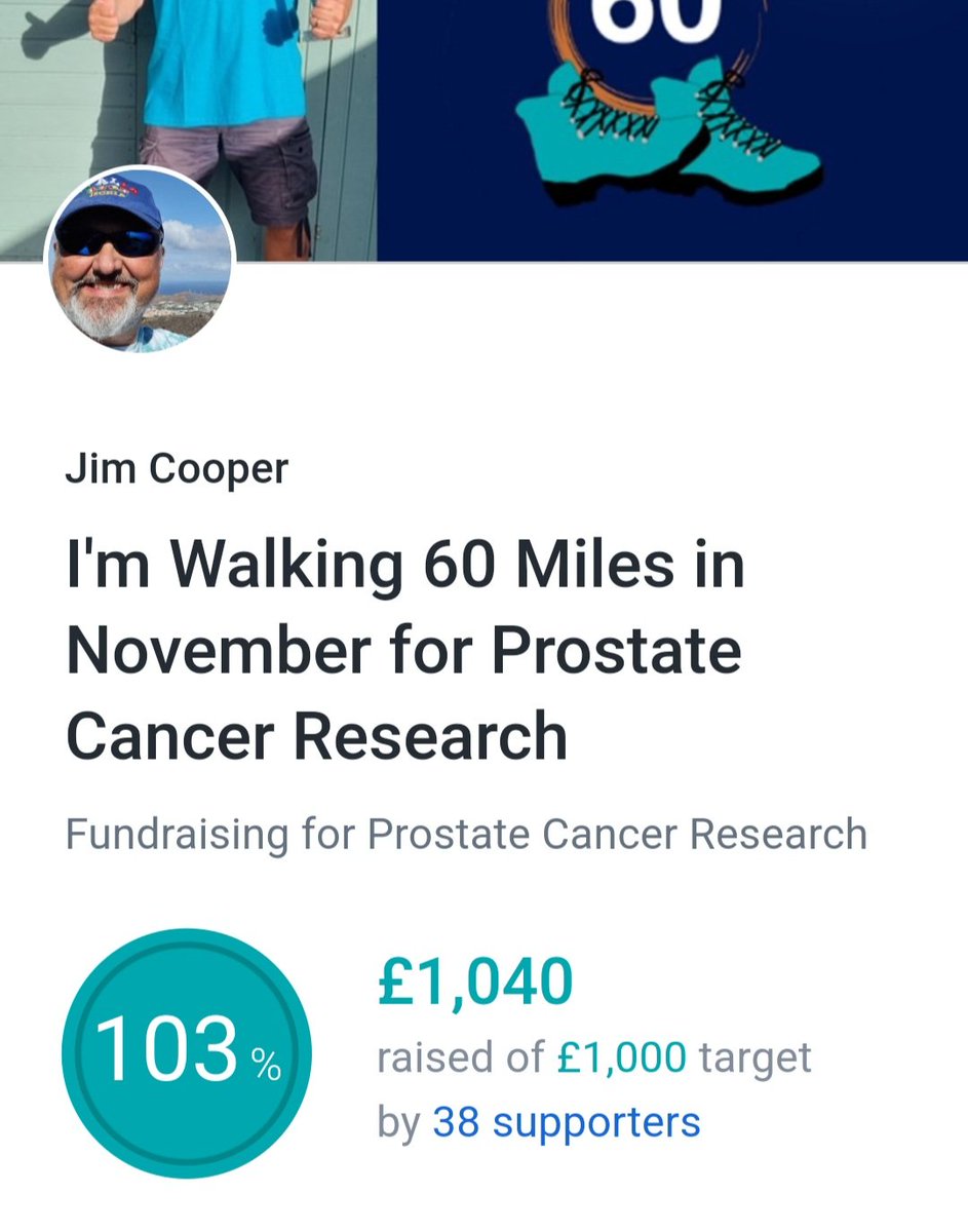 JimC_at_Work's tweet photo. Wow! It's only November 4 and I've raised over £1,000 for Prostate Cancer Research 
On behalf of all those who'll benefit from the research which this will fund, thanks so-o-o much to everyone who's donated so far.
Please share the link below!
Thanks again all! 
🙏🙏🙏🙏🙏
Jim https://t.co/xwZmf2hGGS
