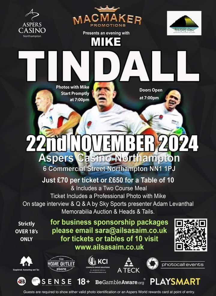 .<a href="/MacmakerP/">MacMaker Promotions</a> presents An Evening With Mike Tindall on 22nd Nov at Aspers Casino, Northampton

Tickets include: Professional photoshoot instantly printed with Mike, 2 course meal, Live interview &amp; Q&amp;A and Fundraising auction and heads &amp; tails

🎟 Tkts buff.ly/3Y54LeW