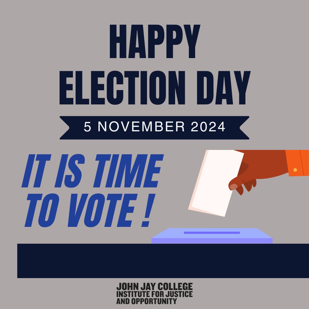 🗳️✨ It's finally here—Election Day is TODAY, November 5th! Remember, YOUR VOTE is your chance to influence a just and equitable future for our communities. Make your voice heard and let’s create change together!
#ElectionDay #JohnJayCollege #JusticeAndOpportunity #YourVoteCounts