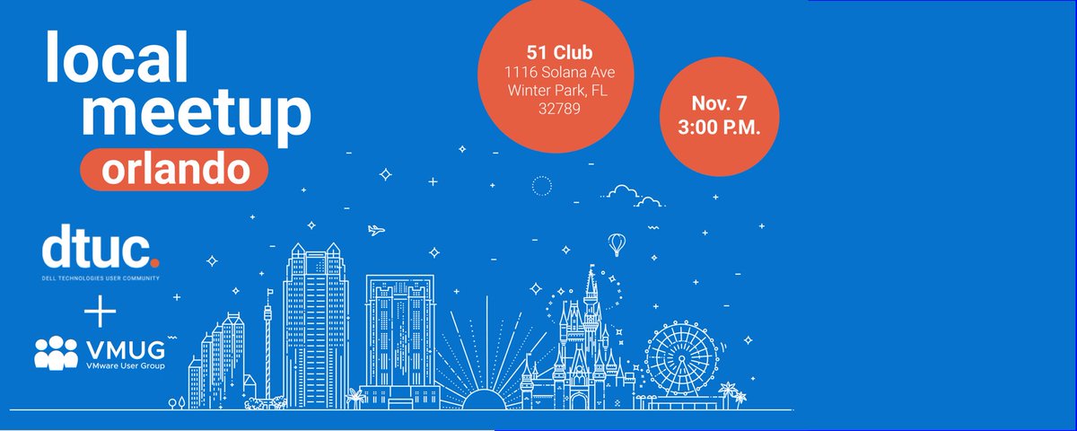 Come out this Thursday for an event sponsored by the Dell Technologies user group. All @orlandovmug members are invited to attend!

my.vmug.com/s/event/a4pVs0…