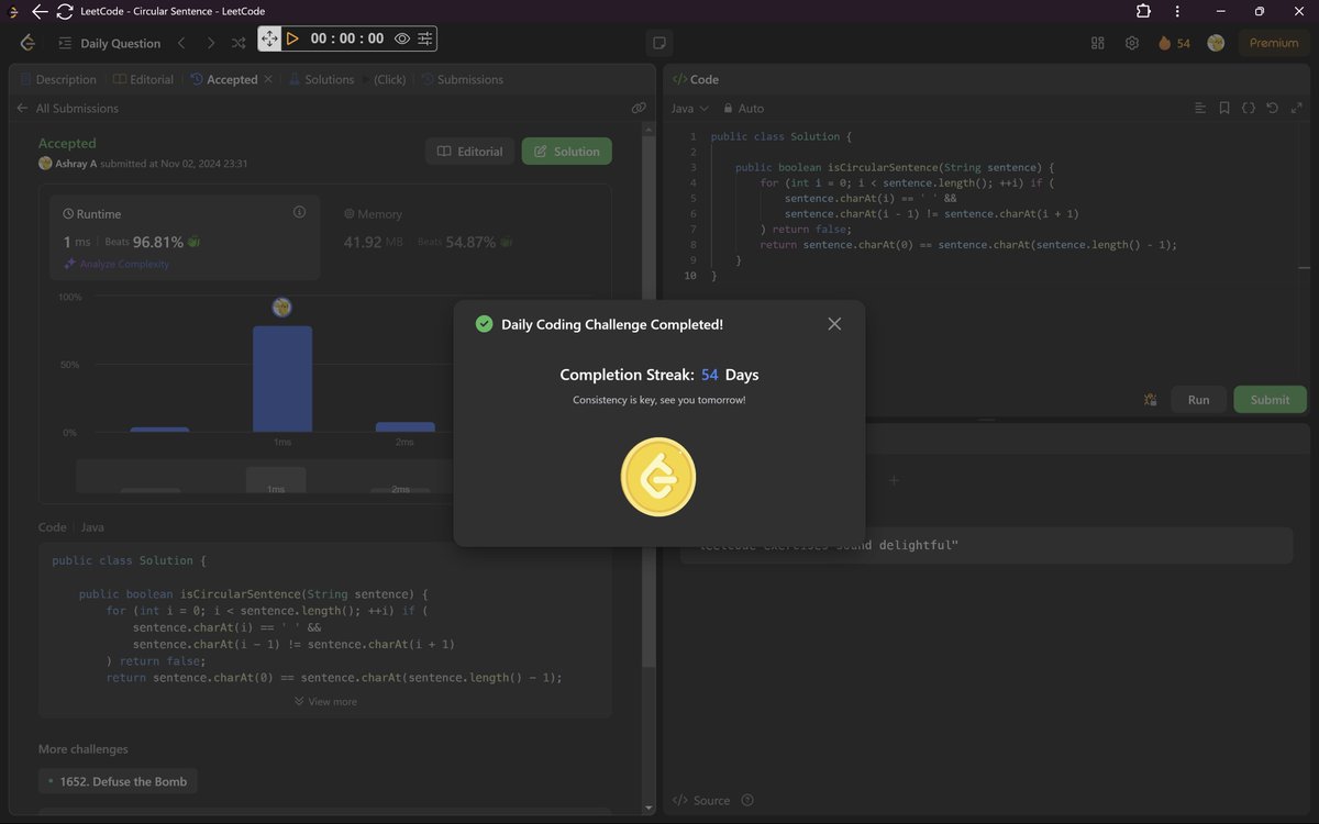 ImAshray's tweet photo. Day 53-55 of #100DaysOfCode
     
-Solved POTD in @LeetCode
-Won't be able to do much of development due to exams for a month 

#LeetCode #DSA #LearnInPublic #theodinproject #programming #Coding https://t.co/PPoxuylQIf