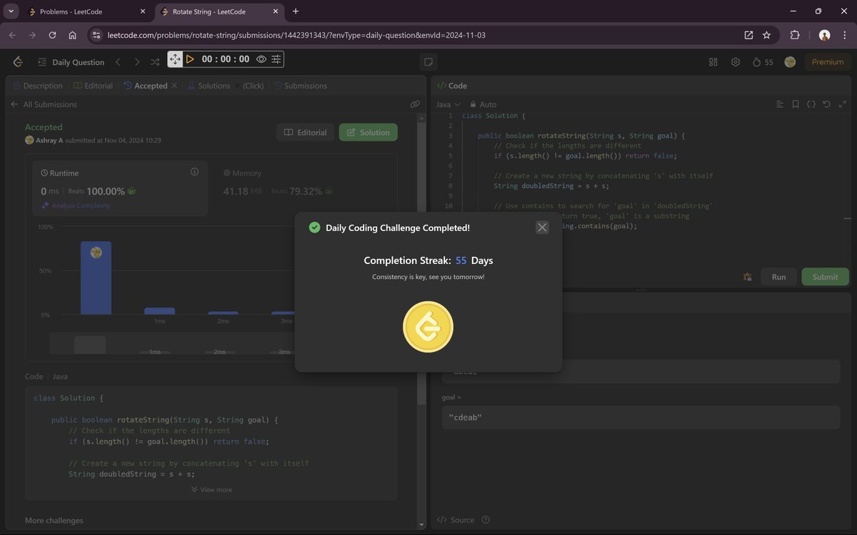 ImAshray's tweet photo. Day 53-55 of #100DaysOfCode
     
-Solved POTD in @LeetCode
-Won't be able to do much of development due to exams for a month 

#LeetCode #DSA #LearnInPublic #theodinproject #programming #Coding https://t.co/PPoxuylQIf