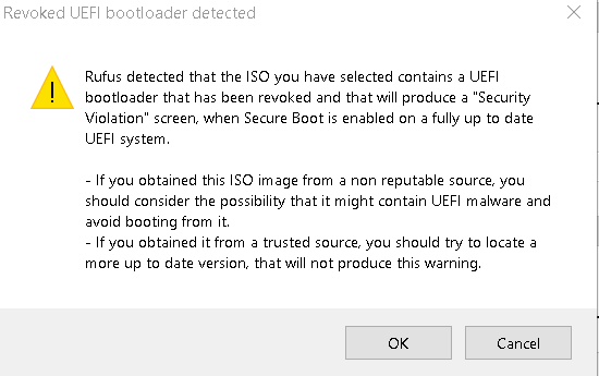 DaxSZNN's tweet photo. @x1lly getting this message on rufus. Would i get run into any problems with windows? https://t.co/9Yk2BVItt7