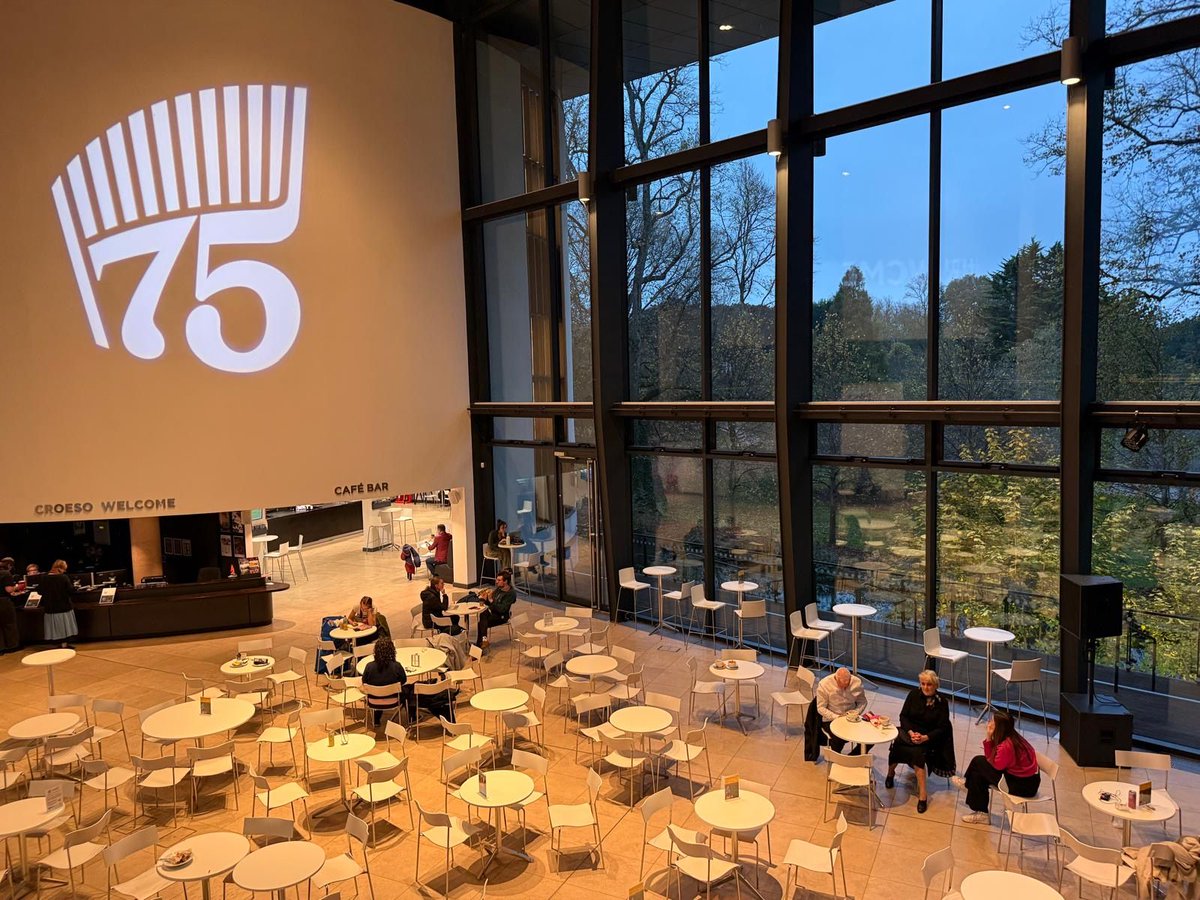 Throughout November we’re lighting up the Carne Foyer with our amazing 75th Birthday logo 🎂 

Can you guess what the logo looks like?🤔 👀