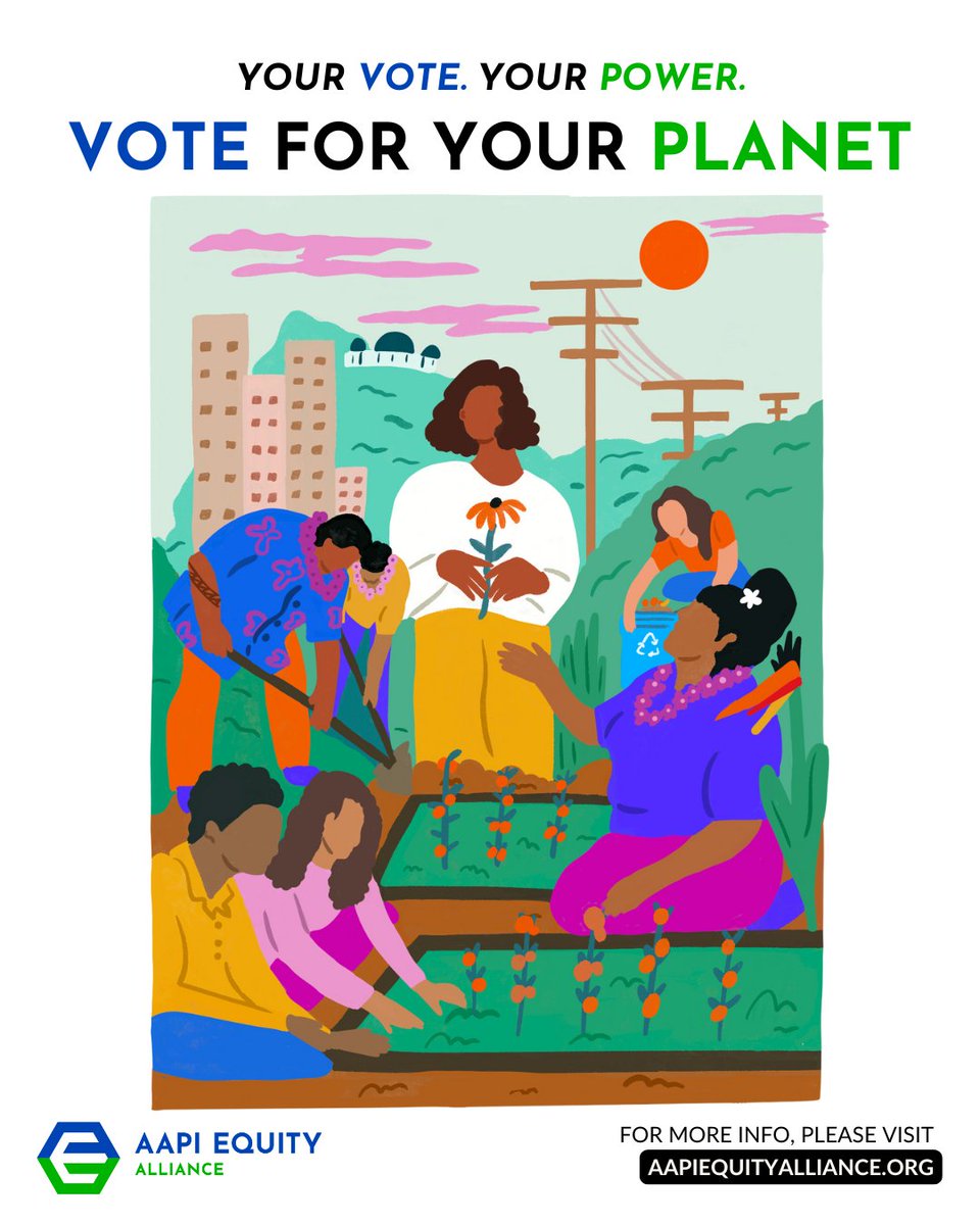 AAPIs grow up repurposing takeout containers, plastic utensils, and grocery bags. We value sustainability, % we care about our planet. 💙 

Election Day is tomorrow. We urge you to vote for what matters: Vote for your ⭐️ planet ⭐️

Visit aapiequityalliance.org #YourVoteYourPower