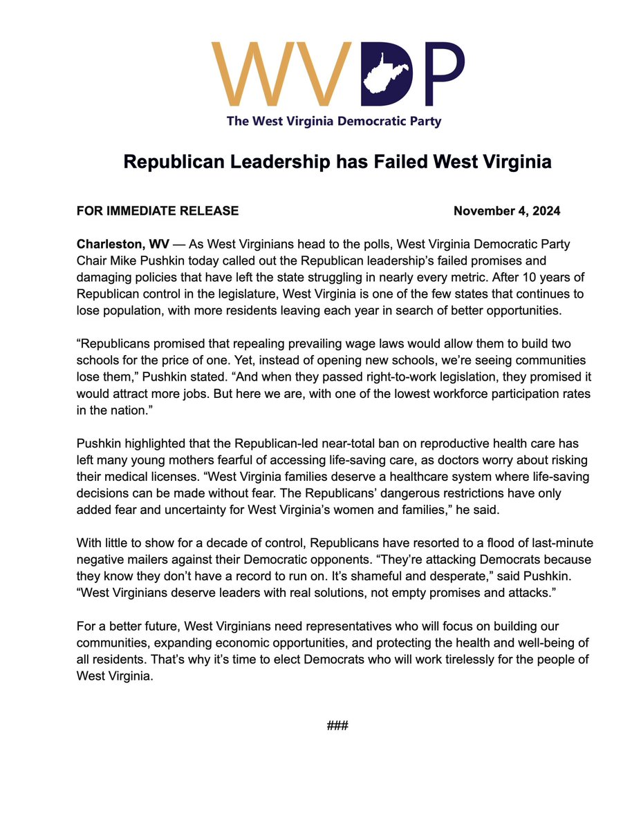 WV Democratic Party tweet media