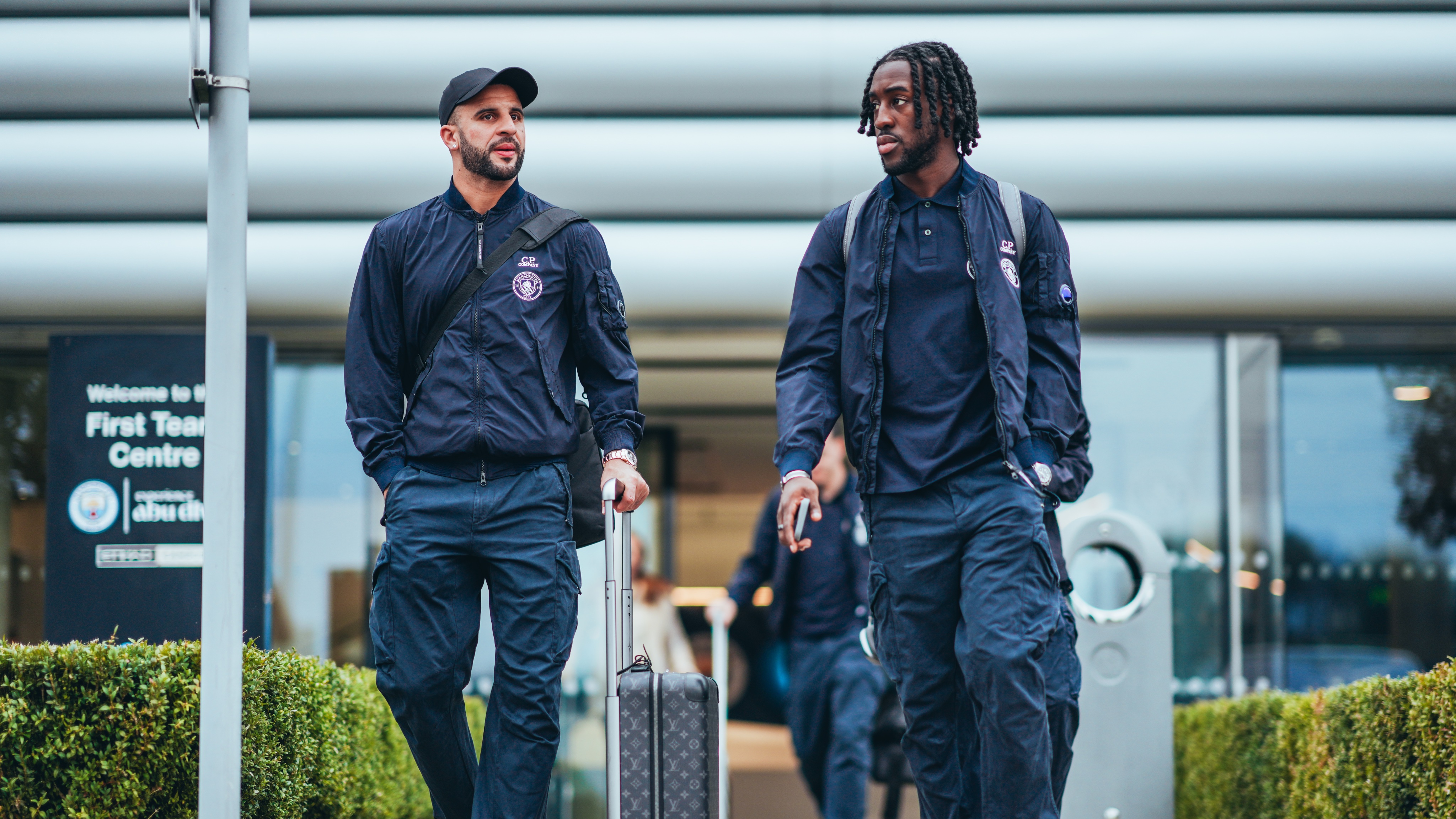 BANG BANG: Man City stars set off for Sporting Lisbon with new kits