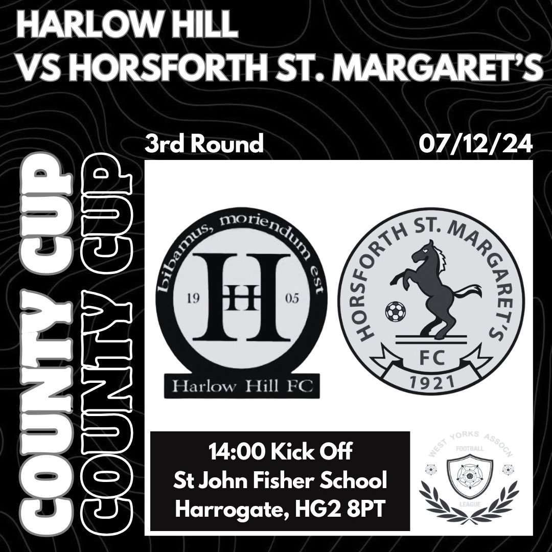 HarlowHillFC's tweet photo. ✍️ Save The Date. 

🏆 The Next Round of the County Cup has been comfirmed for our Firsts’.

#UTH 💛🖤 https://t.co/hhBank8o4S