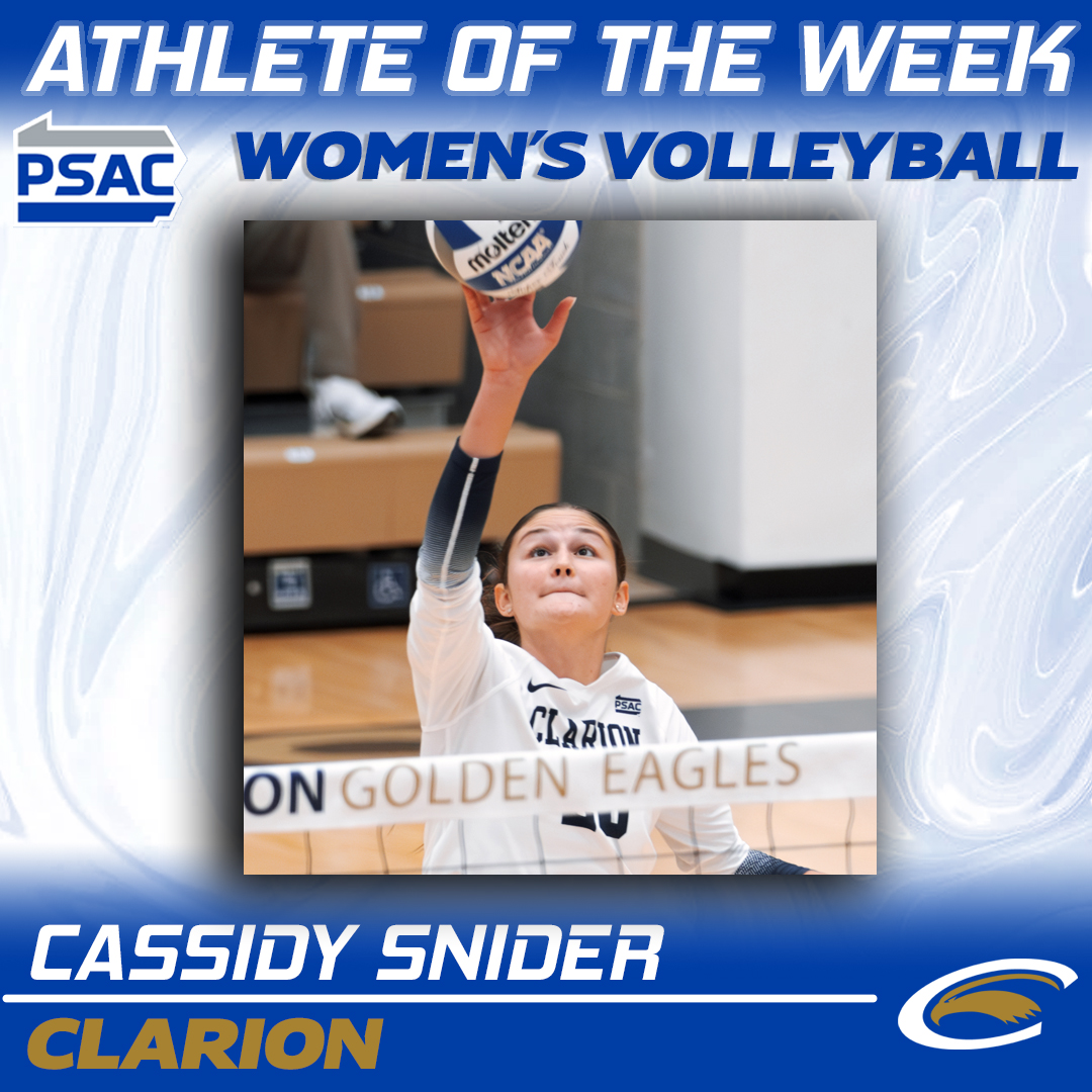 PSACsports's tweet photo. VOLLEYBALL: Your #PSACVB Athletes of the Week!
WEST
Athlete: Cassidy Snider, @ClarionEagles
Defensive: Lauren VonderHaar, @Rock_Athletics
EAST
Athlete: Kearstin Davis, @ShipURaiders
Defensive: Harli Zeitz, @SURamsOfficial
Full story: ๐https://t.co/qkCtoQAe2d
#PSACProud https://t.co/DNL5WJujkW