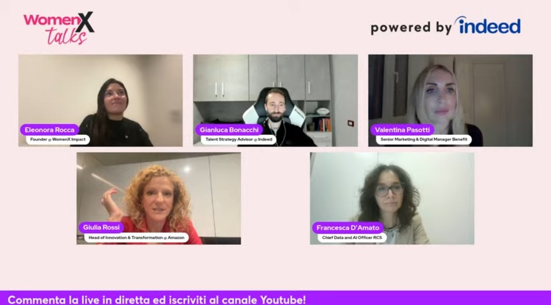 🎤Gianluca Bonacchi  Senior talent strategy advisor Indeed

"Non bisogna essere bravi in tutto, devi capire quali sono i tuoi punti di forza e valorizzarli al meglio."

#womenxtalk