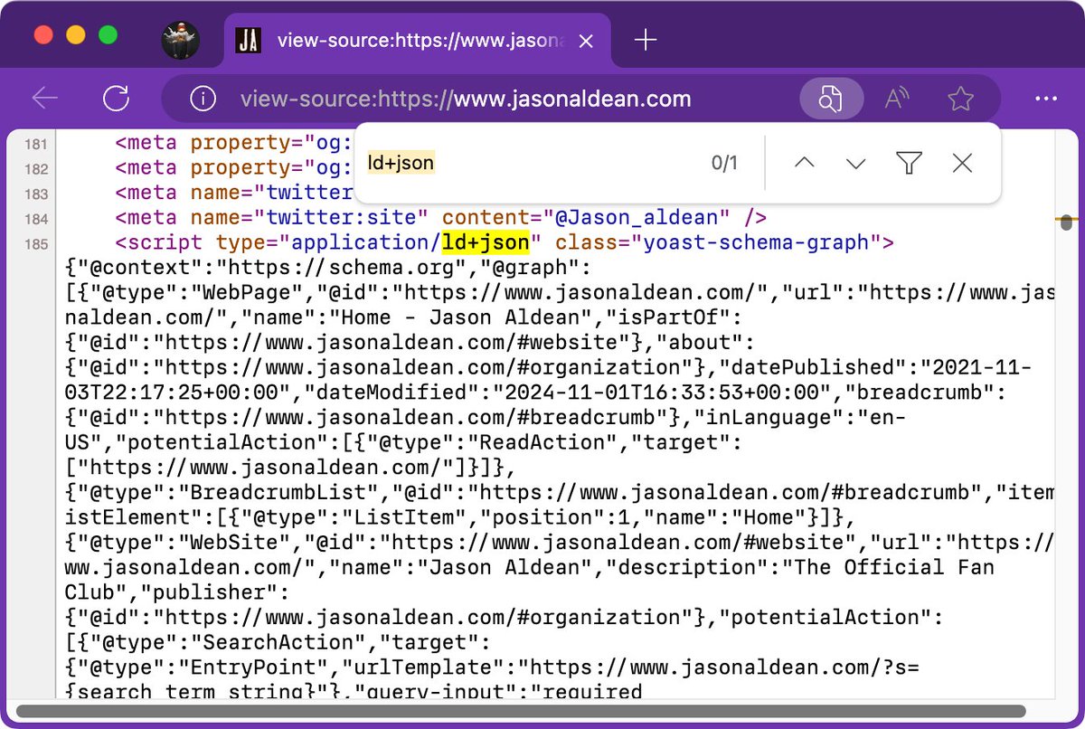 wesbos's tweet photo. very pleased to discover Jason Aldean uses JSON LD https://t.co/U7t4ANqJNe