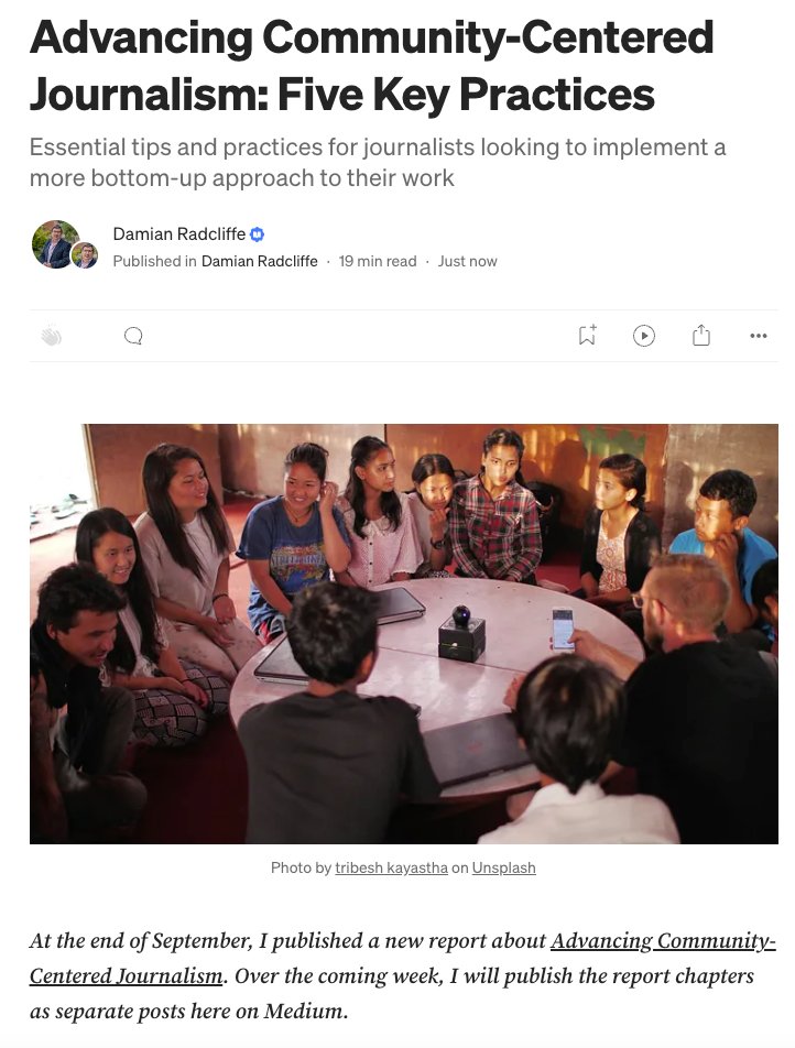 Damian Radcliffe (@damianradcliffe) on Twitter photo How can journalists and newsrooms take a more community-centered approach to their work?
In this <a href="/sojcagora/">Agora Journalism Center</a> report extract, I outline five core principles, grounded in case studies from outlets such as <a href="/KUOW/">KUOW Public Radio</a>, <a href="/Internews/">Internews</a>, <a href="/LAist/">LAist</a>, <a href="/teamtrace/">The Trace</a>, <a href="/el_timpano/">El Tímpano</a>, <a href="/media_outlier/">Outlier Media is on Bluesky</a>, How can journalists and newsrooms take a more community-centered approach to their work?
In this <a href="/sojcagora/">Agora Journalism Center</a> report extract, I outline five core principles, grounded in case studies from outlets such as <a href="/KUOW/">KUOW Public Radio</a>, <a href="/Internews/">Internews</a>, <a href="/LAist/">LAist</a>, <a href="/teamtrace/">The Trace</a>, <a href="/el_timpano/">El Tímpano</a>, <a href="/media_outlier/">Outlier Media is on Bluesky</a>,