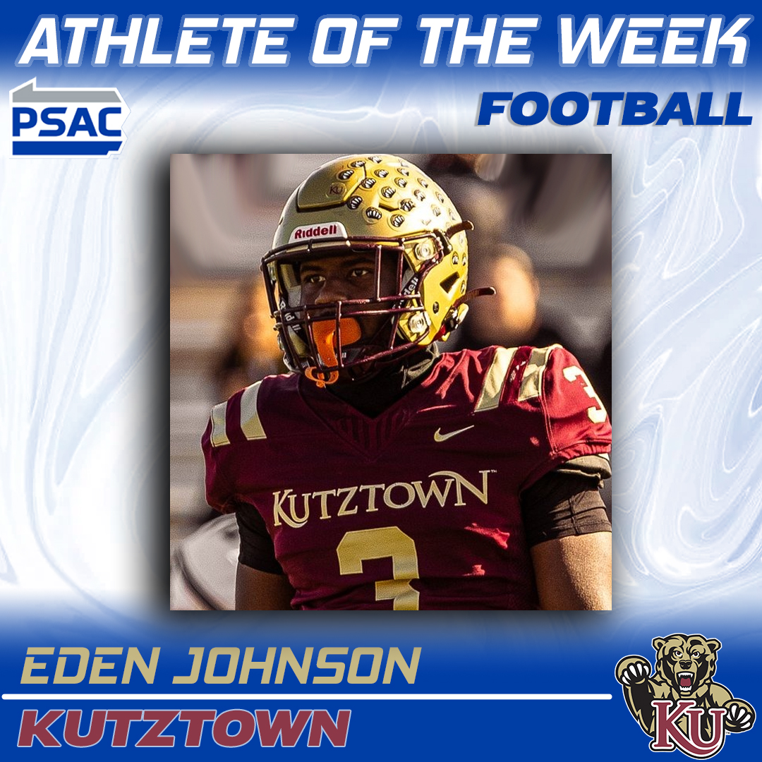 PSACsports's tweet photo. FOOTBALL: This week's Eastern Division #PSACFB Athletes of the Week! 🏈🏈

Offensive: John Siggins, @ESUWarriors 
Defensive: Eden Johnson, @KUGoldenBears 
Special Teams: Sean Henry, @WCUAthletics 

Full story: 🔗https://t.co/s4CZIZZ5ja

#PSACProud https://t.co/Fg1mI6tbFe