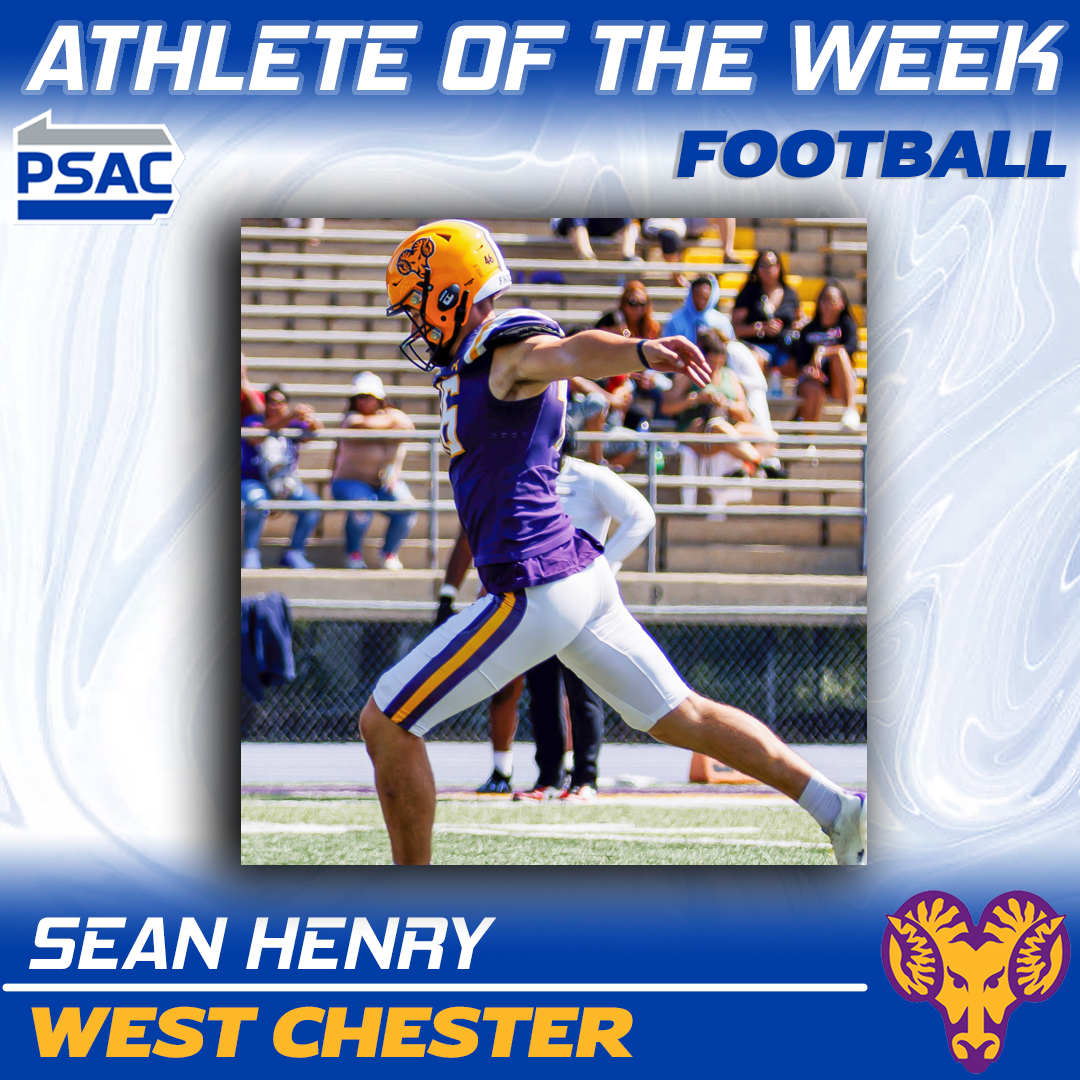 PSAC Sports (@psacsports) on Twitter photo FOOTBALL: This week's Eastern Division #PSACFB Athletes of the Week! ππ
Offensive: John Siggins, <a href="/ESUWarriors/">ESU Warriors</a>
Defensive: Eden Johnson, <a href="/KUGoldenBears/">Kutztown University Athletics</a>
Special Teams: Sean Henry, <a href="/WCUAthletics/">West Chester Golden Rams</a>
Full story: πtinyurl.com/23kyxno5
#PSACProud FOOTBALL: This week's Eastern Division #PSACFB Athletes of the Week! ππ
Offensive: John Siggins, <a href="/ESUWarriors/">ESU Warriors</a>
Defensive: Eden Johnson, <a href="/KUGoldenBears/">Kutztown University Athletics</a>
Special Teams: Sean Henry, <a href="/WCUAthletics/">West Chester Golden Rams</a>
Full story: πtinyurl.com/23kyxno5
#PSACProud