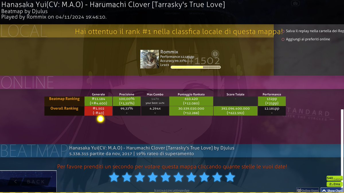 Rommix_osu's tweet photo. thanks @ppy for this rework, the worst since i started playing this game, now you don't need gambling for fcing maps, you've just to play... also rip top 1.5k https://t.co/pFQEeyaNjf