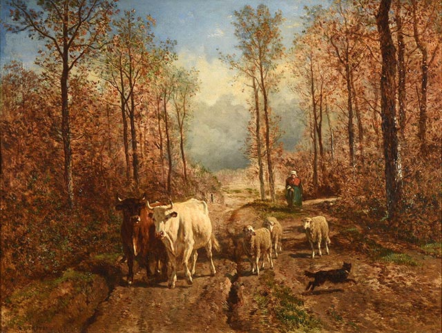 コンスタン・トロワイヨン『ノルマンディー、牛と羊の群れの帰り道
