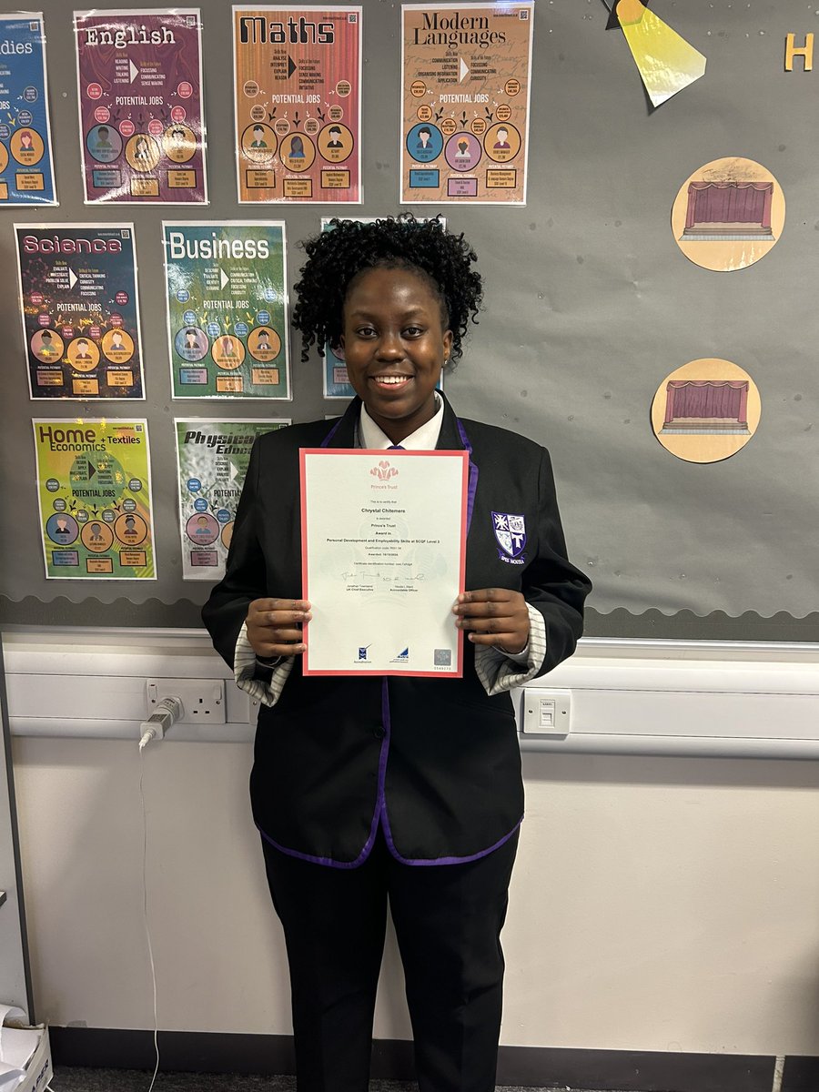 One of our Princes Trust pupils was delighted to be awarded her certificate today, recognising her hard work last session! Well done 🙌🏼🙌🏼