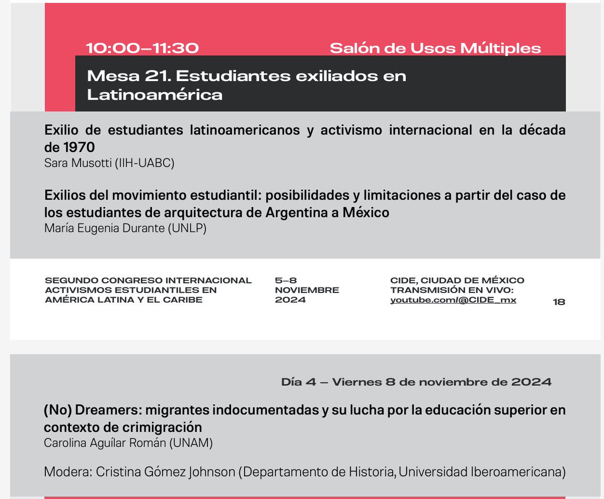 el viernes estaré en el congreso de <a href="/RedRecume/">RECUME</a>  hablando acerca de (No) Dreamer, acceso a educación superior para personas migrantes indocumentadas en un contexto de crimigración, siempre desde la interseccionalidad
🗓️ 8 de nov
📍<a href="/CIDE_MX/">CIDE</a> (virtual por Youtube)