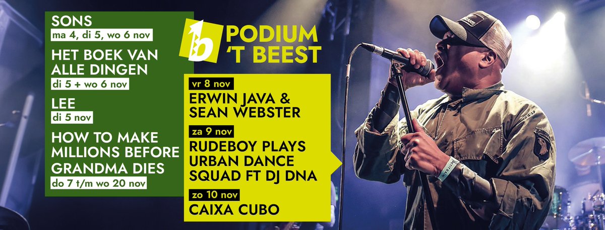 Podium 't Beest (@podiumtbeest) on Twitter photo 📷 Ga er maar even voor zitten... want deze week is er echt élke dag wat te zien en te horen in <a href="/PodiumtBeest/">Podium 't Beest</a> ! Check van maandag tot en met vrijdag de mooiste filmtitels en in het weekend wel dríe concerten 📷📷📷
📷 tbeest.nl 📷 Ga er maar even voor zitten... want deze week is er echt élke dag wat te zien en te horen in <a href="/PodiumtBeest/">Podium 't Beest</a> ! Check van maandag tot en met vrijdag de mooiste filmtitels en in het weekend wel dríe concerten 📷📷📷
📷 tbeest.nl