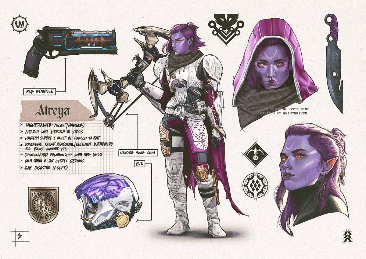 ninthriven's tweet photo. Atreya Field Guide for @Ghosty_Wind ✨

#Destiny2
#Destiny2Art https://t.co/BNQohQ6nbW