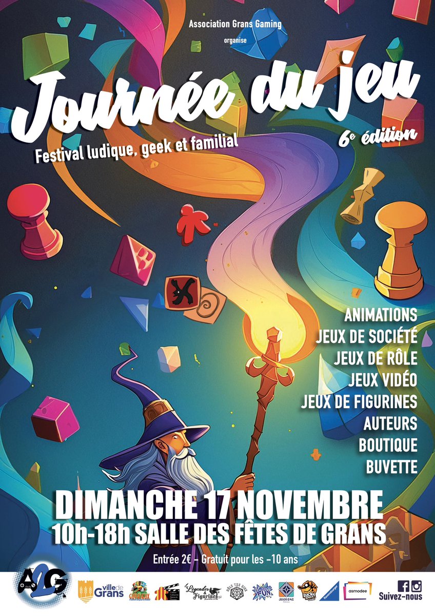 Asso_A2G's tweet photo. Plus que 2 semaines avant le retour de la Journée du jeu de #Grans, notre festival ludique, dimanche 17 novembre de 10h à 18h 📅.

Une journée conviviale et familiale placée au cœur de l’automne, où nous célébrerons le jeu dans toutes ses formes et toute sa diversité. 🎲🕹️🃏 https://t.co/6SerUczipL
