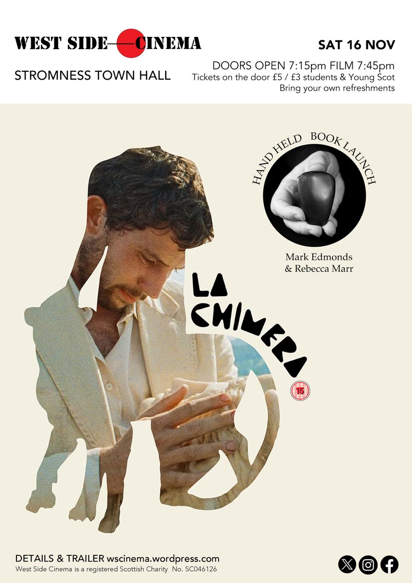 'If La Chimera is a wild, improbable pursuit, this marvellous and magical tale by Alice Rochrwacher is the pie in the sky to behold'.

With a special book launch of HAND HELD by Mark Edmonds &amp; Rebecca Marr
wscinema.wordpress.com/upcoming-progr…