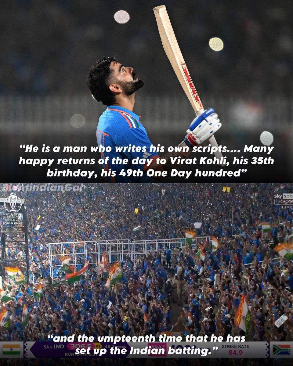On this day last year, when the crowd bowed down to Virat Kohli's greatness after he equalled Sachin Tendulkar by scoring a century in World Cup on his birthday👑

#HappyBirthdayViratKohli