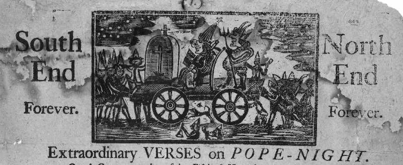 TFW you realize that tomorrow's date is "November 5" and you lose an hour reading through accounts and interpretations of Pope Night celebrations in pre-revolutionary Boston looking for an omen