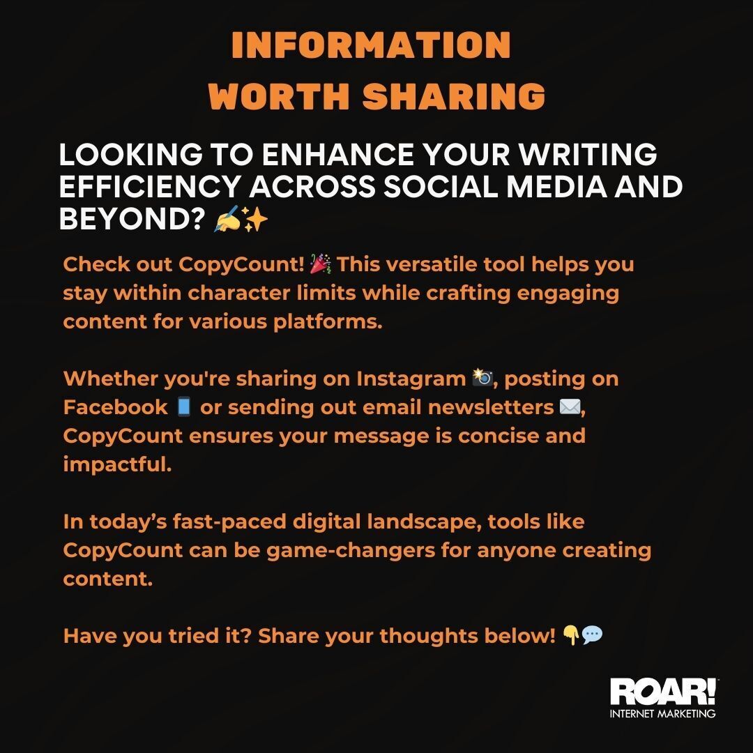 roarontheweb's tweet photo. Check out CopyCount now: https://t.co/N9uq098Kbv #ContentCreation #DigitalMarketing #WritingTools #SocialMedia https://t.co/MYQd0864cQ