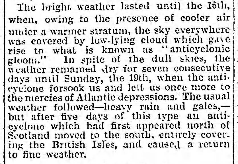 K D Bradshaw (@kevirlam) on Twitter photo <a href="/metoffice/">Met Office</a> This is the earliest UK newspaper report that I have found that mentioning "anticyclonic gloom" from the Guardian of 4th November 1924: 100 years ago. <a href="/metoffice/">Met Office</a> This is the earliest UK newspaper report that I have found that mentioning "anticyclonic gloom" from the Guardian of 4th November 1924: 100 years ago.