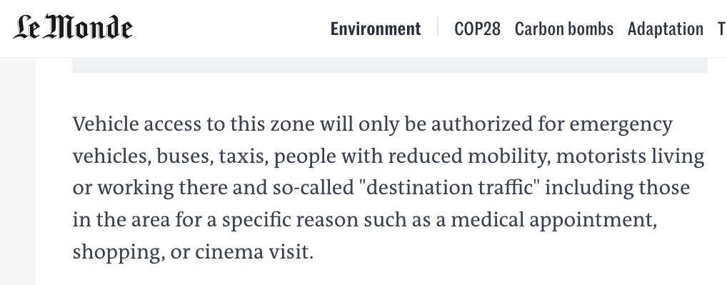 What Paris is doing is about what congestion pricing (would have) done in NYC - make it so you really don't want to transit the central zone