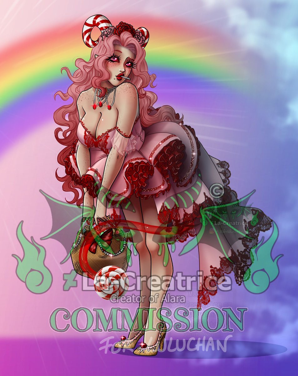 KetsuMisuka's tweet photo. Last drawing ! it's a commission ! 

#candy #girl #demon #roleplay #rp #pink https://t.co/XBNLFJrJp7