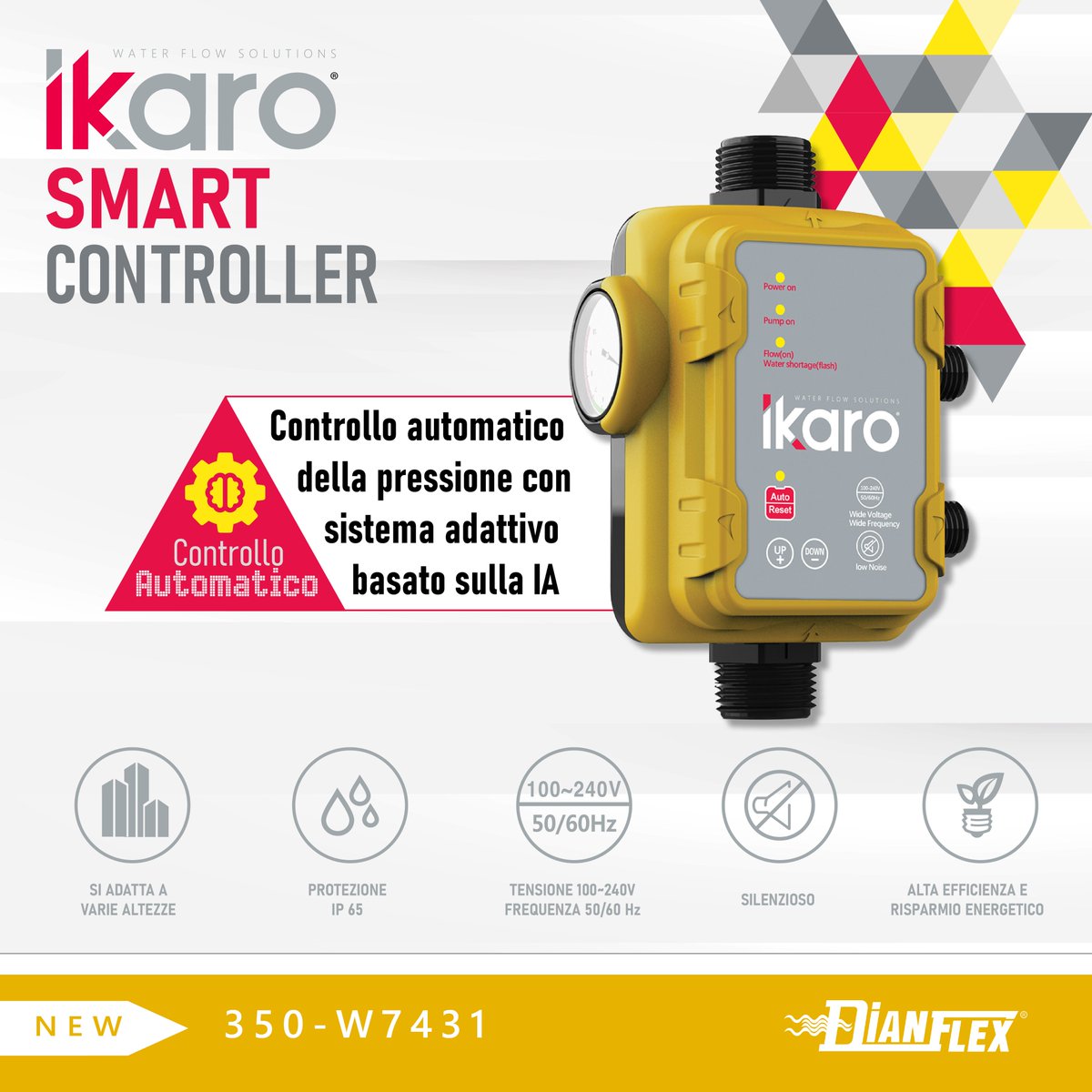 DianflexC's tweet image. Controllo della pressione automatico e adattivo grazie all'intelligenza artificiale con il nuovo Smart Press Controller by Ikaro! tinyurl.com/DfxNws041124~ ~ ~ ~ #Dianflex #Ikaro #SmartController #Innovazione #IntelligenzaArtificiale #EfficienzaEnergetica #ControlloPressione